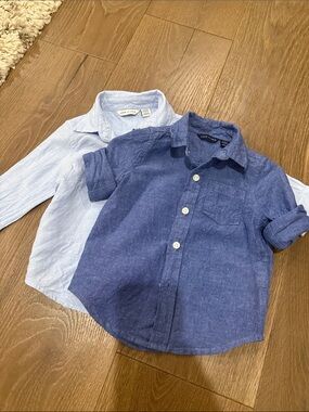 Janie and Jack Boys' Chambray Button-Down 2 shirts - Navy & Light Blue